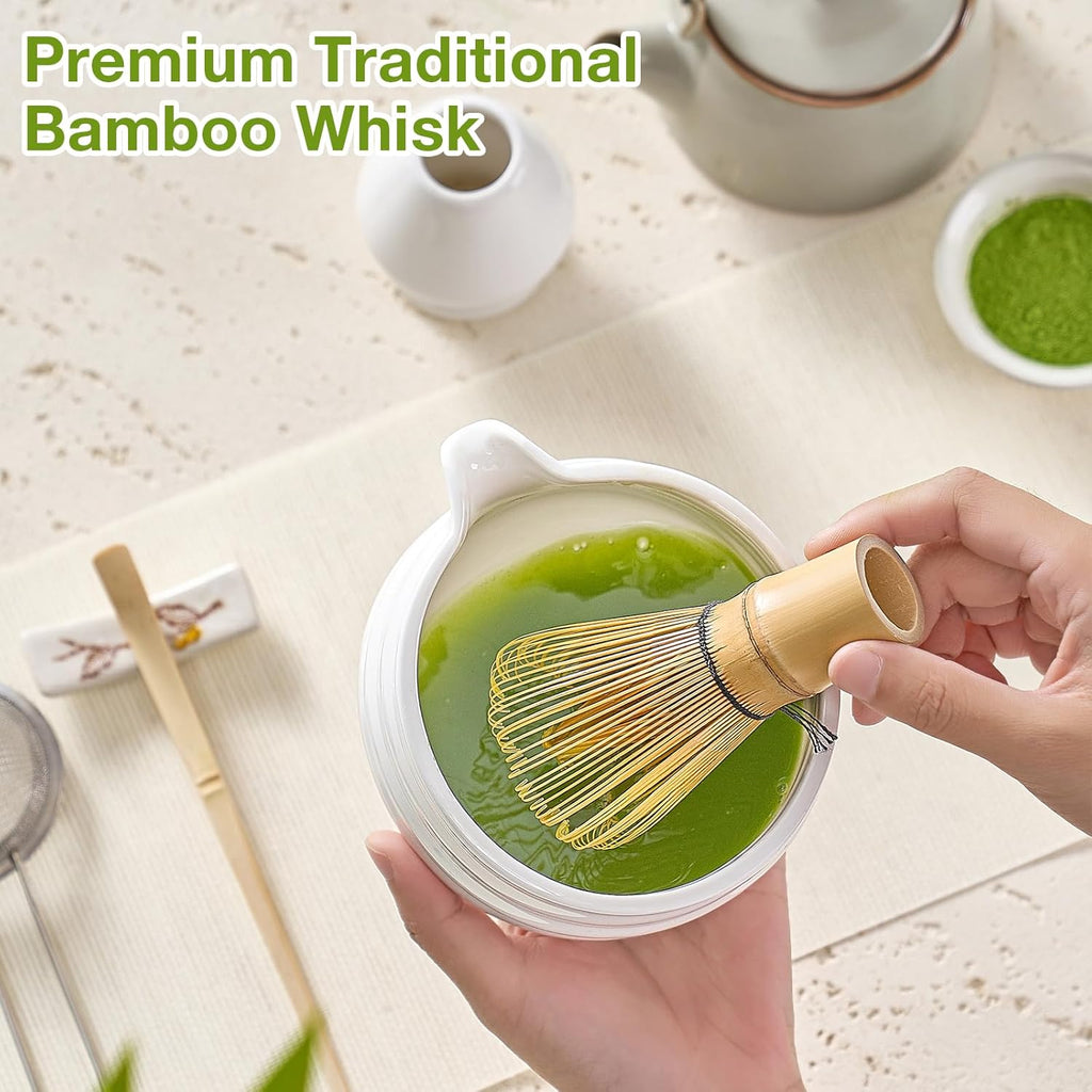 Skiennix Matcha Whisk Set - 5-Piece Japanese Tea Kit with Bowl, Bamboo Whisk & Sifter