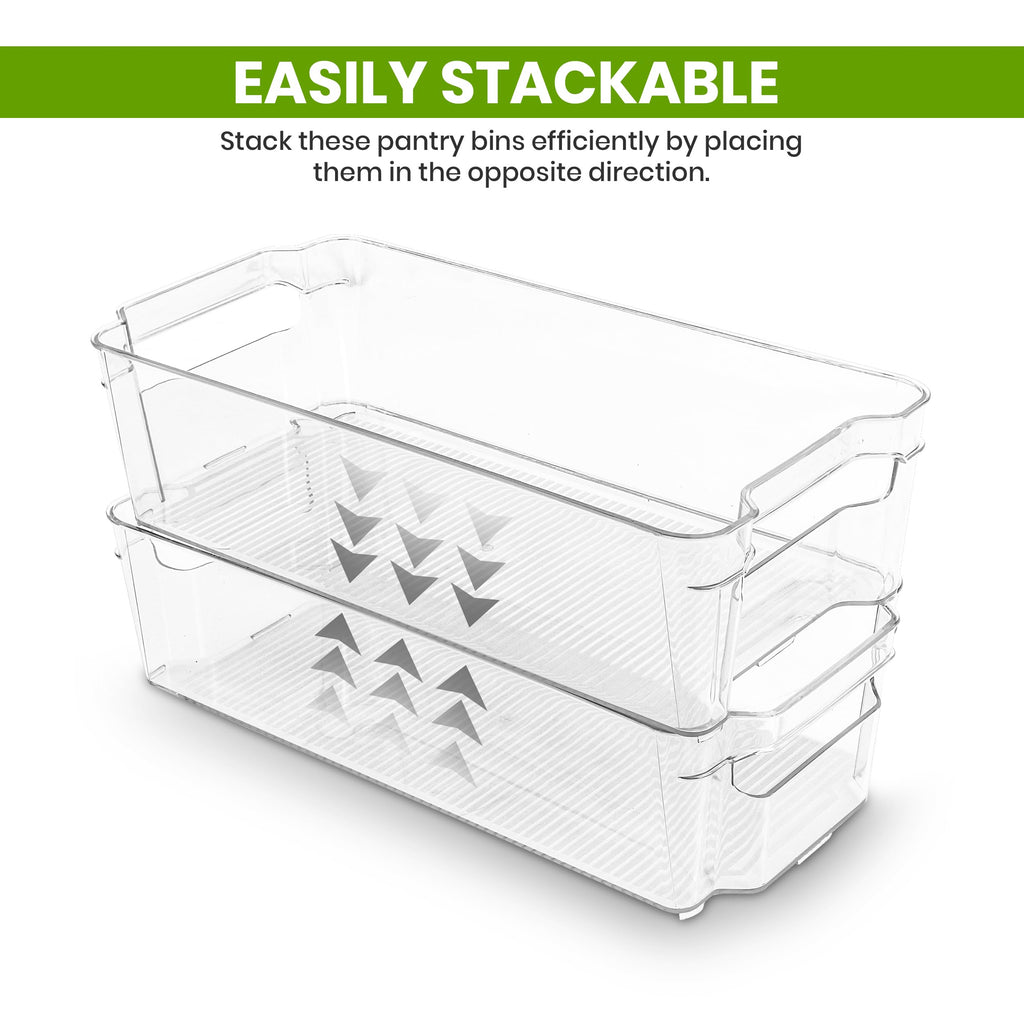 Utopia Home - Fridge & Refrigerator Organizer Bins (8 Pack), Clear Stackable Durable Plastic Storage Containers with Easy Grip Handles for Pantry, Kitchen Cabinets & Countertops