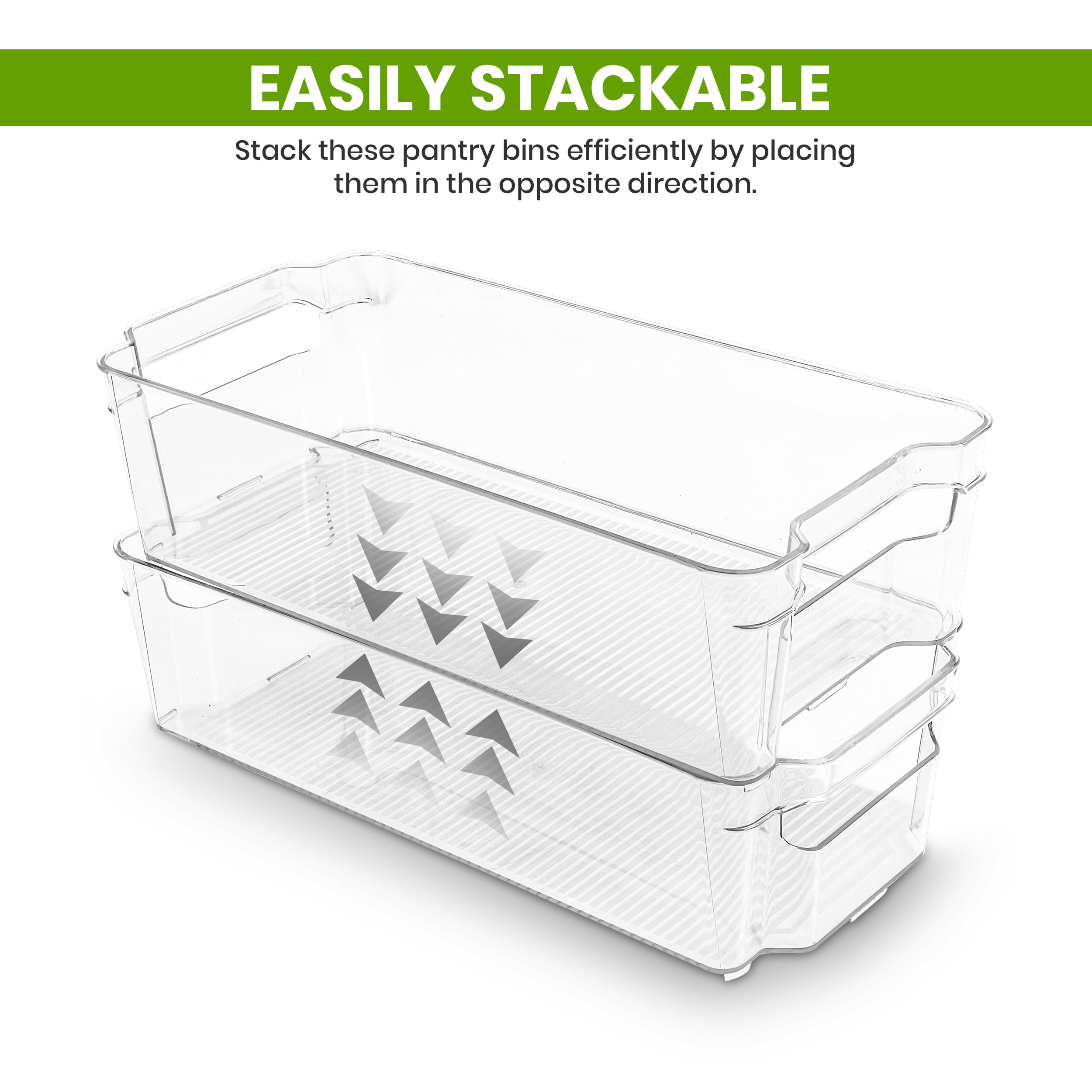 Utopia Home - Fridge & Refrigerator Organizer Bins (8 Pack), Clear Stackable Durable Plastic Storage Containers with Easy Grip Handles for Pantry, Kitchen Cabinets & Countertops