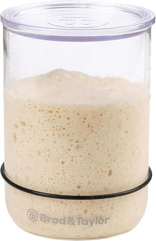 Brod & Taylor Sourdough Starter Jar - 32oz Dishwasher Safe Glass with Measurement Markings & Height Marker