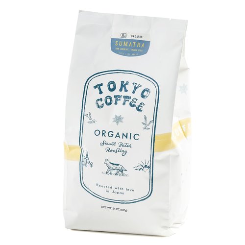 Sumatra Mandheling Medium Dark Roast (Full City) Whole Bean Coffee by TOKYO COFFEE - 24oz Bag - Rich and Spicy Single Origin, 100% Arabica, Certified Organic from Japan