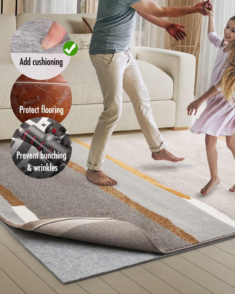 Skiennix Non-Slip Rug Pad Gripper - 9x12 Feet Extra Thick Felt for Area Rugs & Hardwood Floors