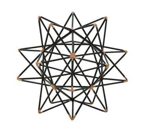 Deco 79 Metal Geometric Decorative Sculpture Home Decor Statue with Gold Accents, Accent Figurine 7" x 7" x 7", Black