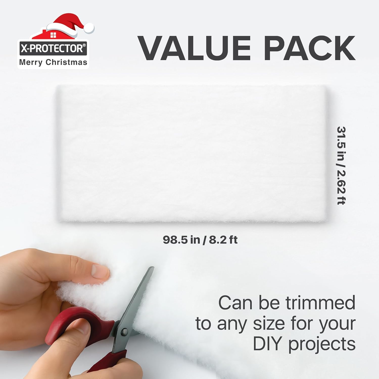 X-Protector Snow Blanket | 98.5"x31.5" Artificial Christmas Village Snow Sheet - Large White Faux Snow Mat