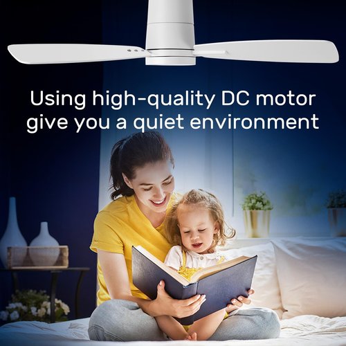 TALOYA Ceiling Fan with Lights and Remote Control 42 inch Multifunctional Quiet Fan with Three Color Temperature and High Brightness Light and Reversible Blades