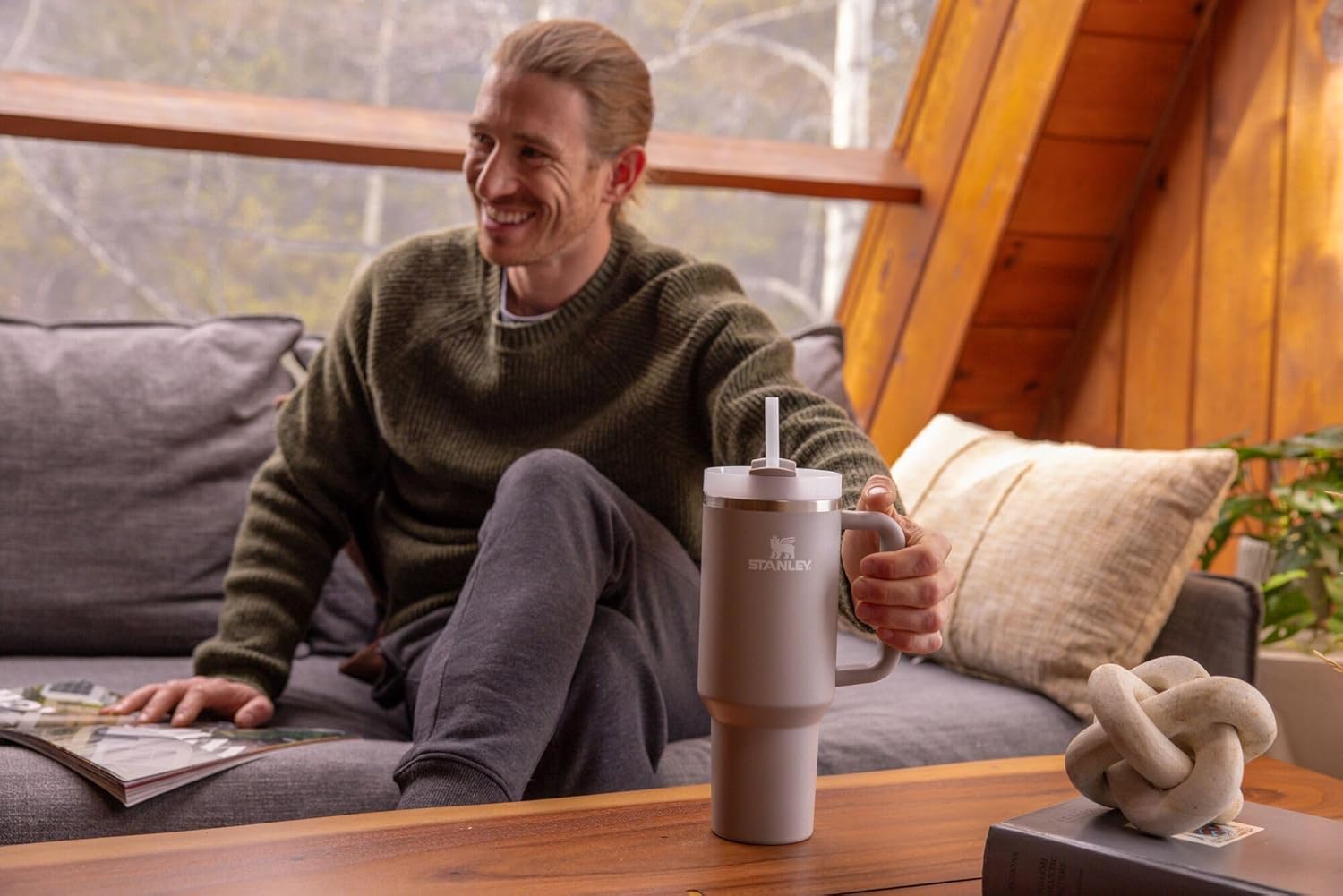 STANLEY Quencher H2.0 Tumbler - 40 oz Insulated Stainless Steel with Handle & Straw | BPA-Free | Stone Color