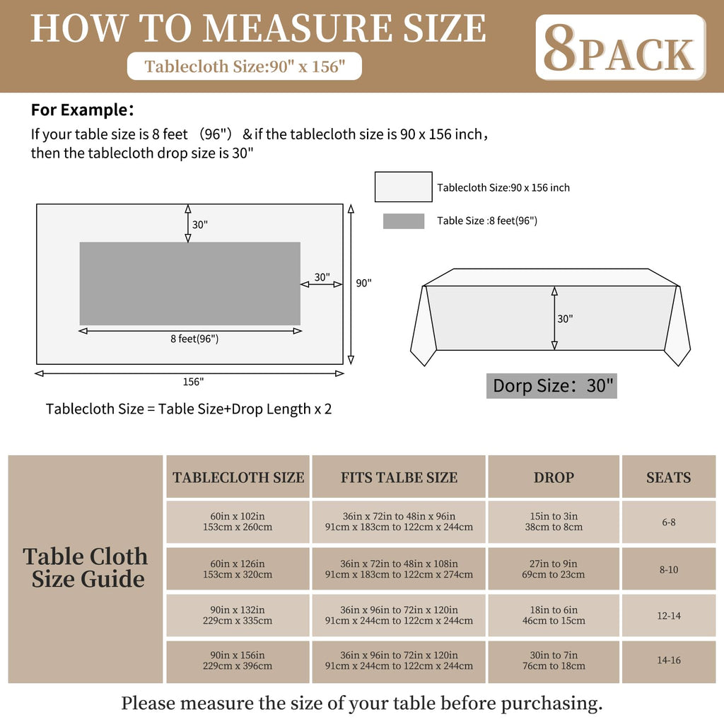 8 Pack Rectangle Tablecloth 90 x 156 inch Burgundy Polyester Table Cloth for 8 Feet Tables,Washable Fabric Stain and Wrinkle Resistant Table Cover Table Clothes for Wedding Parties Banquet Kitchen