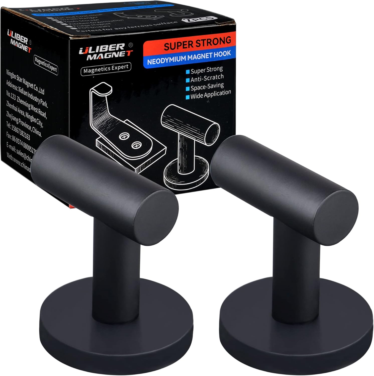 ULIBERMAGNET Strong Magnetic Coat Hooks - Heavy Duty Rubber Coated Neodymium Magnet for Metal Surfaces | Ideal for Towels, Coats, Bags, and Umbrellas