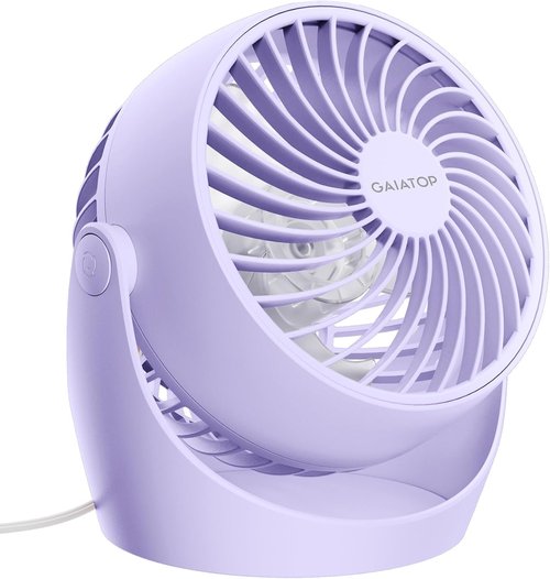 Gaiatop Portable Desk Fan - 5-Inch Electric Air Circulator with 3 Speeds & 360° Tilt - Purple