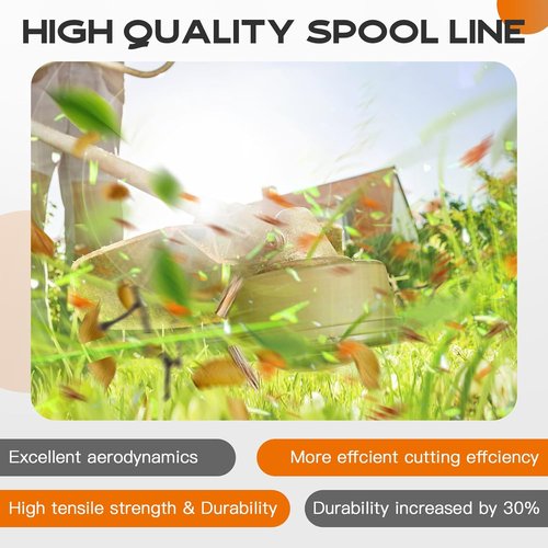Hart 7-Pack .080" String Pre-Wound Spool - Compatible with Auto-Feed Trimmer | Includes 6 Spools & 1 Cap