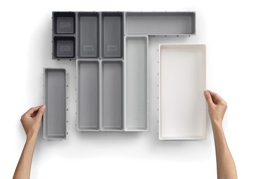 Joseph Joseph Blox 10 Piece Plastic Storage Trays Organizer Grey