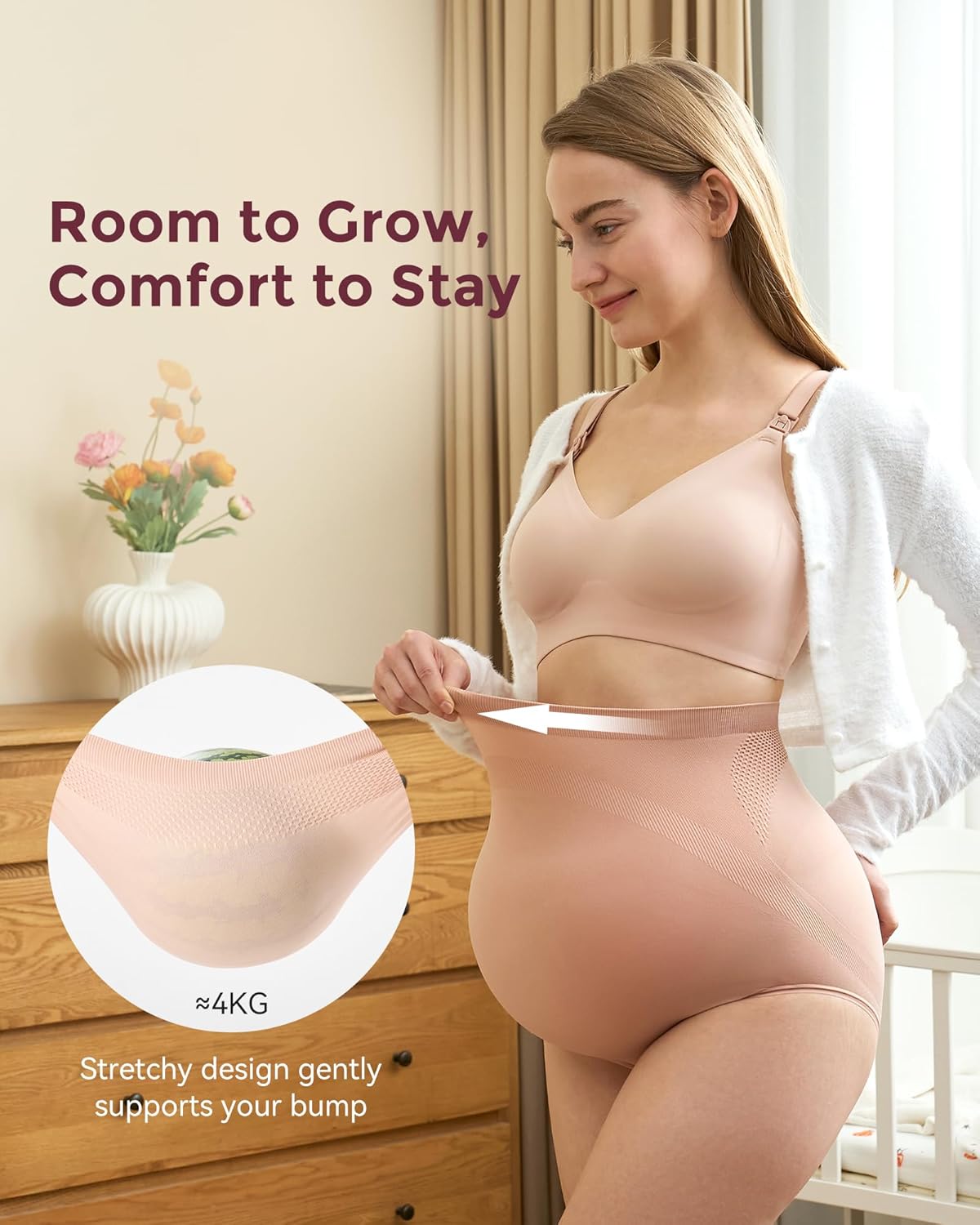 Momcozy Maternity Underwear - Soft Seamless High Waist Design for Comfort During Pregnancy | Over Bump Fit