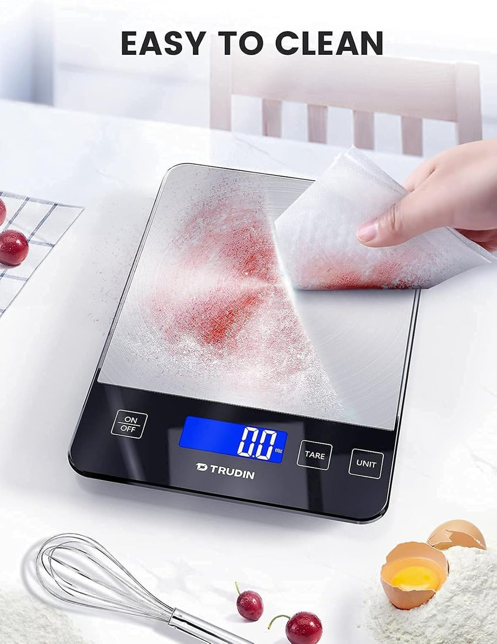 NASA-Grade Food Scale - 33lb Digital Kitchen Scale for Precise Grams & Ounces Measurement | Waterproof Glass & Stainless Steel