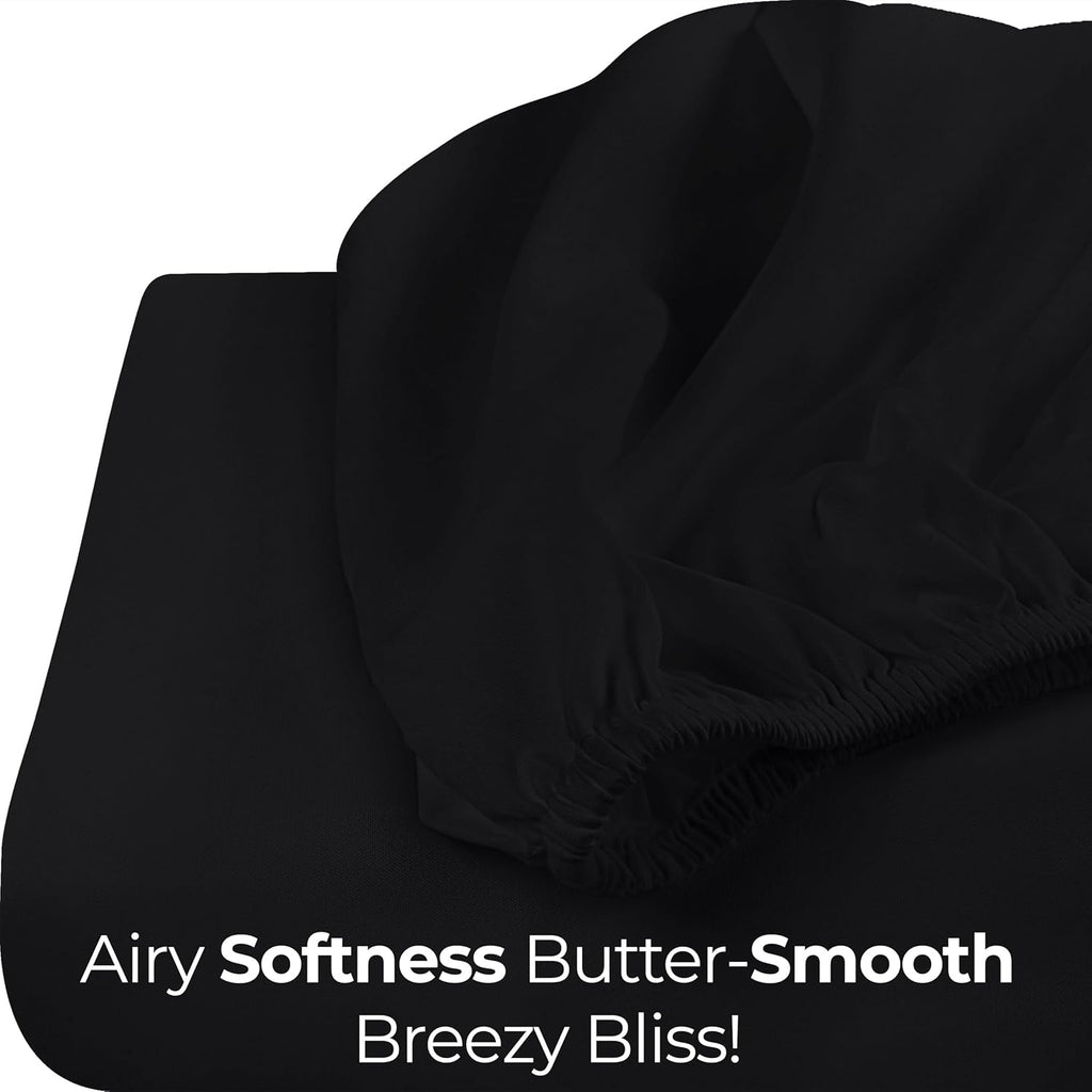 Utopia Bedding Twin Fitted Sheet - Deep Pocket Soft Microfiber - Fade Resistant & Easy Care | Black