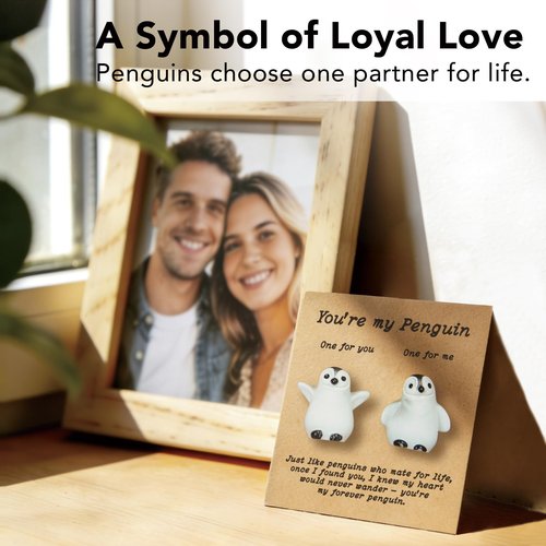 LIMGUVK You’re My Penguin Couple Figurines, Mate for Life Gifts for Couples, Long Distance Relationship & Valentine’s Day, Valentine Gifts for Boyfriend Girlfriend, Couples Gift for Men Women (White)