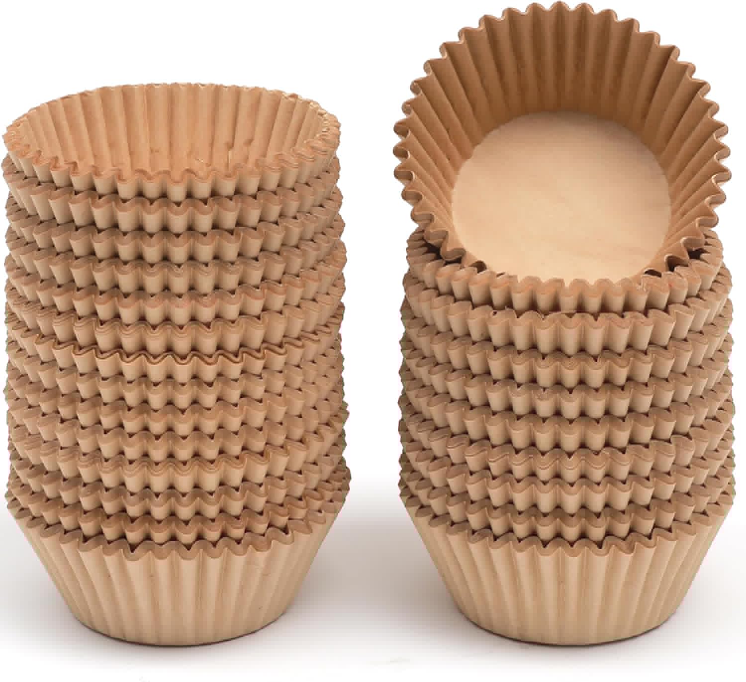 Qiqee 600 Pcs Natural Cupcake Liners - Food Grade Brown Muffin Baking Cups | No Smell, Standard Size