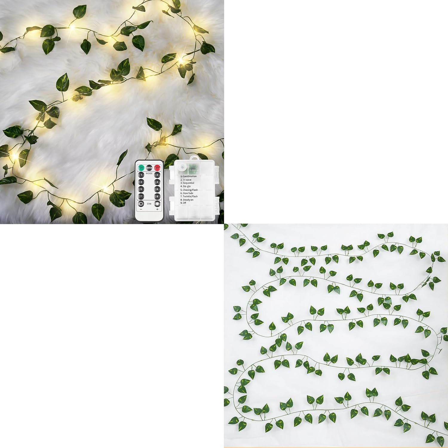 Suddus Artificial Pothos Vines with Battery-Operated Fairy Lights - Perfect for Bedroom, Garden, and Events