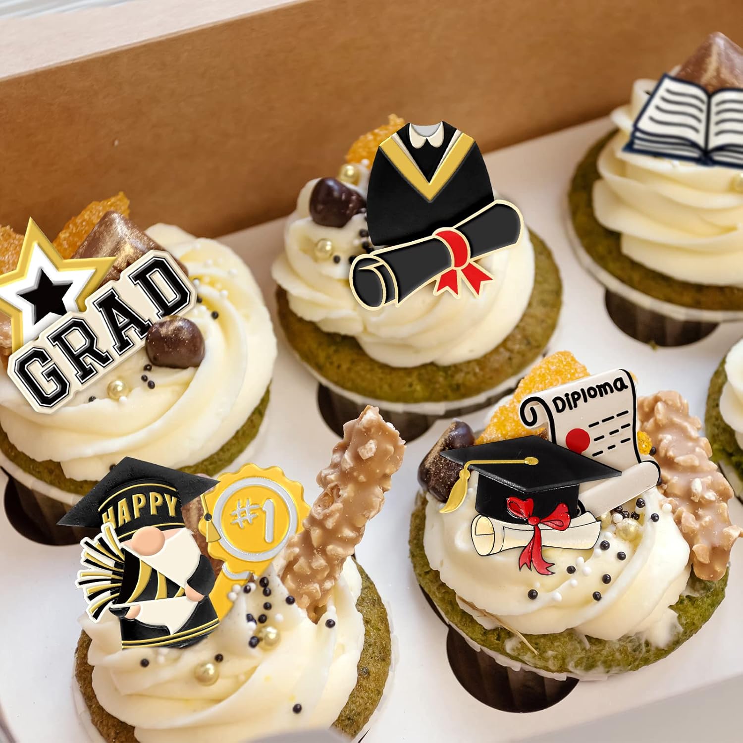 Whaline 2Pcs Graduation Fondant Molds - 3D Silicone Moulds for Caps & Scrolls | Perfect for 2026 Party Baking
