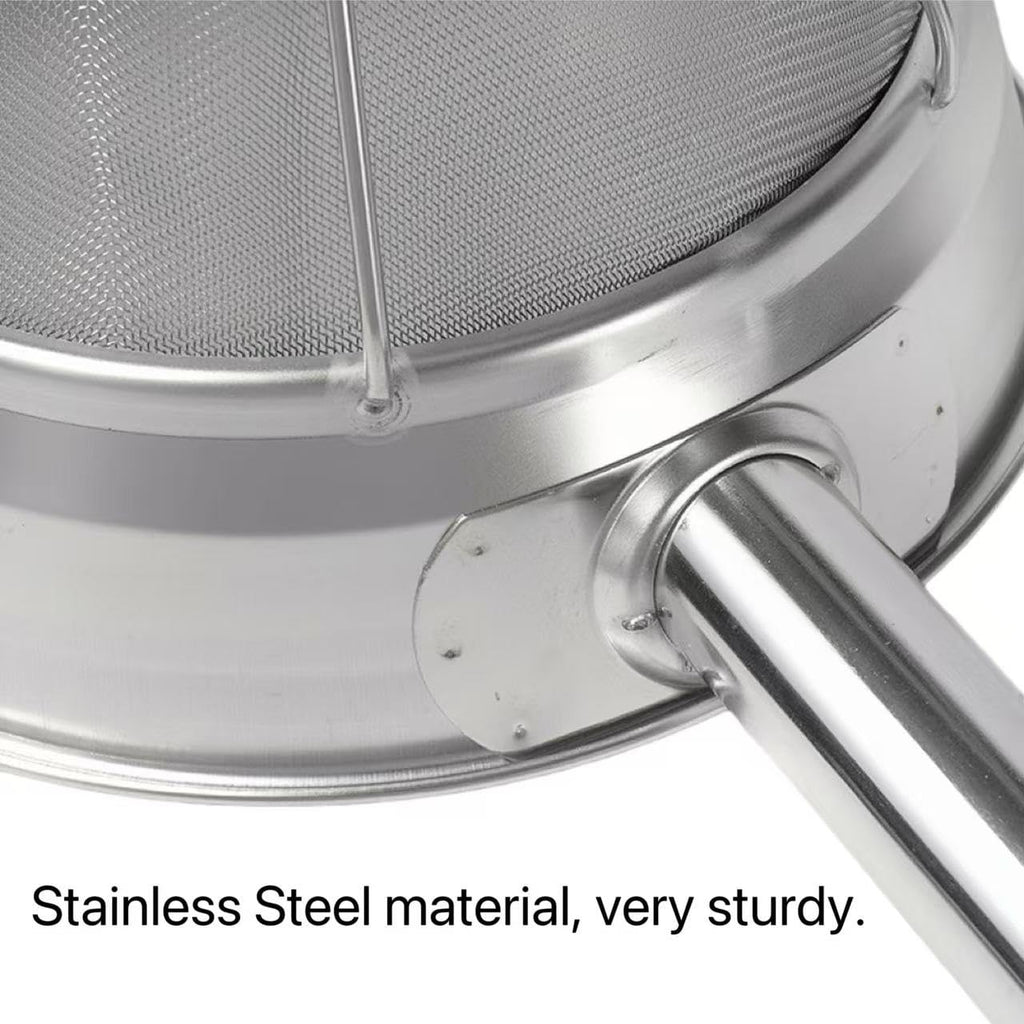 10-Inch Stainless Steel Fine Mesh Chinois Strainer, Large Strainer Reinforced Bouillon Strainer for Sauces, Soups, Purees, Pastes, Jelly, Custard, Curds and etc.
