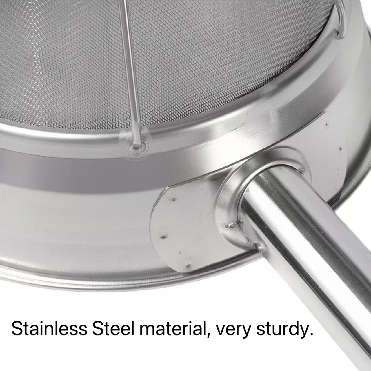 10-Inch Stainless Steel Fine Mesh Chinois Strainer, Large Strainer Reinforced Bouillon Strainer for Sauces, Soups, Purees, Pastes, Jelly, Custard, Curds and etc.
