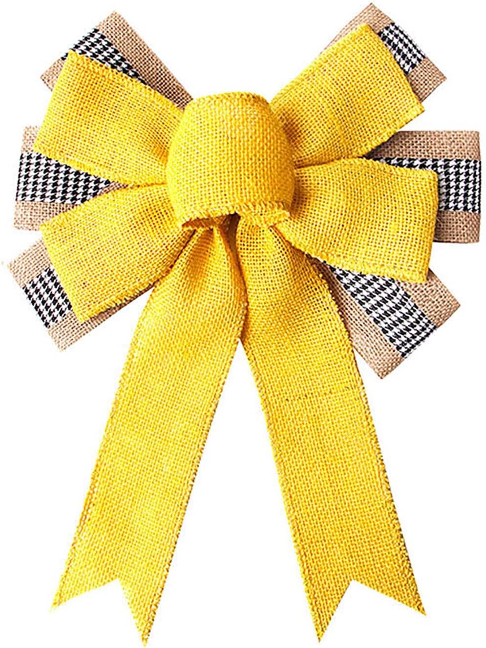 Regine Switzerland Large Yellow Burlap Wreath Bow - Perfect Tree Topper for Spring & Summer Decor