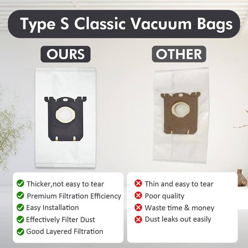 Replacement S Bag Compatible with Electrolux S-Bag Classic Vacuum EL200F EL8500 EL202G EL6985 EL6988 EL6989 EL4100