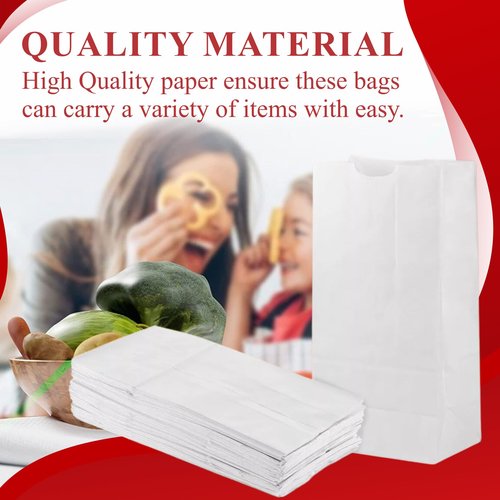 Concession Essentials White Paper Lunch Bags, 4 lb, 200 Count, for Crafts and Holiday Cookies