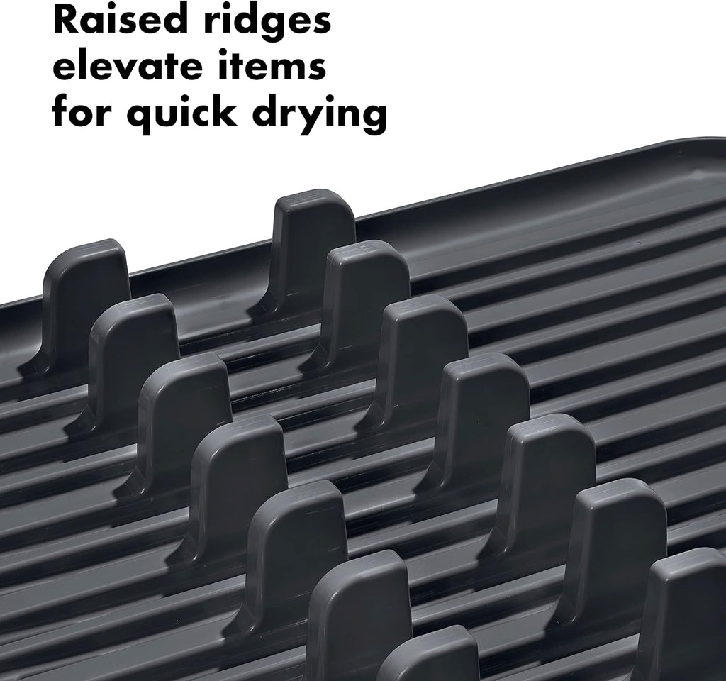 OXO Good Grips Dish Rack - Rustproof Aluminum Design for Efficient Drying | Space-Saving Size