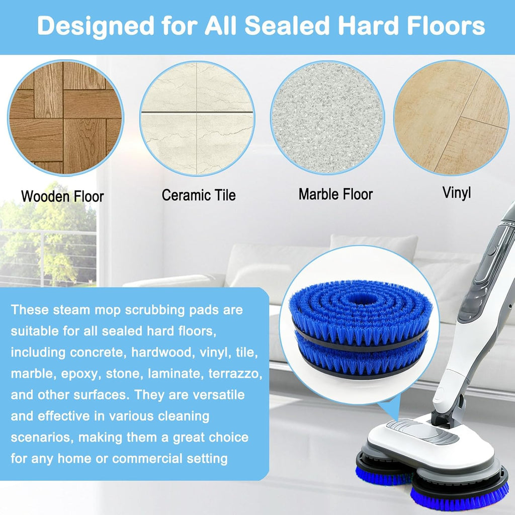 Shark S8201 Replacement Steam Mop Brush Heads - 2 Pack Upgraded Washable Scrubbing Brushes | Blue