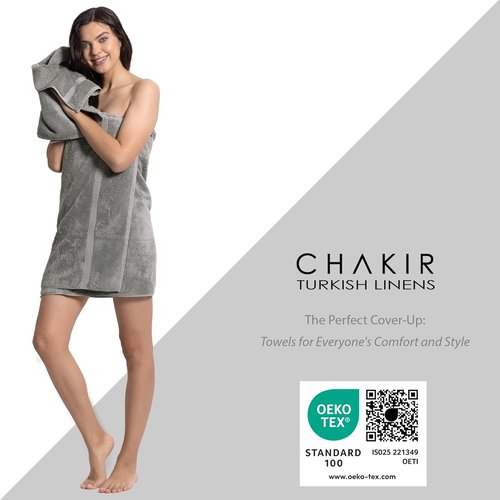 Chakir Turkish Linens Premium Cotton Towel Set - Luxury Spa Quality | 6-Piece (2 Bath, 2 Hand, 2 Washcloths)
