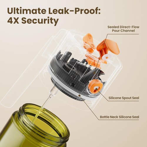 LAKUMIQI Oil Sprayer - 2 in 1 Cooking Dispenser with 17oz Light-Blocking Glass Bottle & Stickers