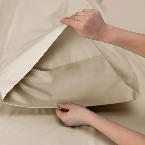 Bedsure Cooling Sheets - Twin XL Bamboo Rayon, Breathable & Soft, Deep Pocket Up to 16 Inches, Beige