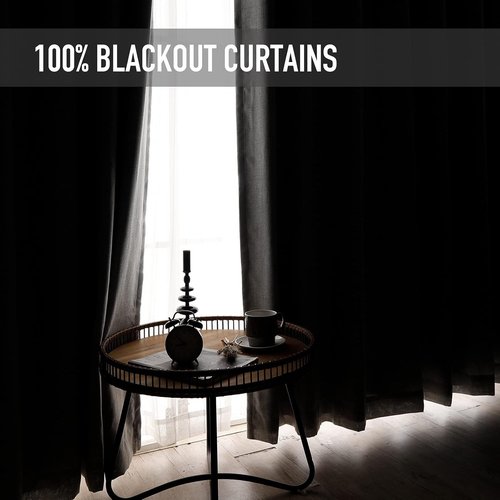 Blackout Shield Extra Wide Sliding Door Curtains - 100% Light Blocking Grommet Drapes, 100”W x 84”L, Grey