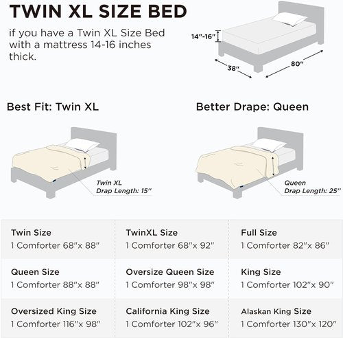Bedsure Comforter Duvet Insert - All-Season Twin XL Quilted Bedding, GentleSoft Down Alternative, Beige 92 x 68 Inches