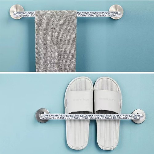 Meetart Crushed Diamond Glass Towel Bar for Bathroom,Set of 2 Towel Rods Wall-Mounted ,Towel Racks for Bath Towels,Hand Towels(15.5”)