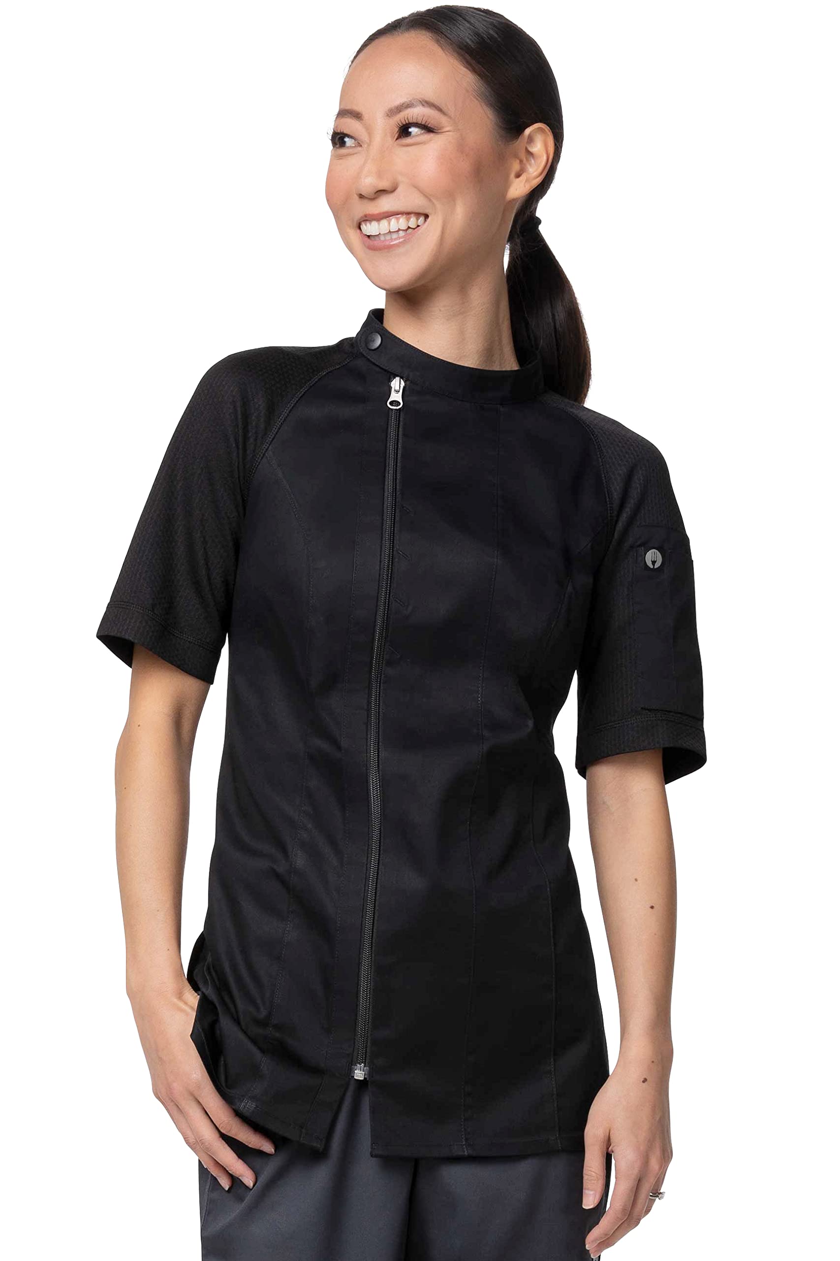 Chef Works Women's Varkala Chef Coat, Black, Small