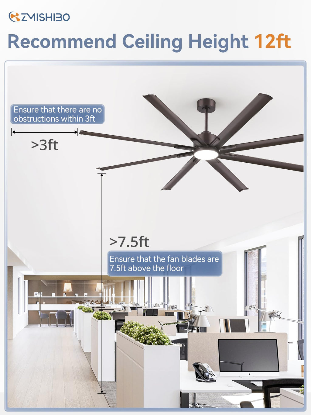 ZMISHIBO 36 Inch Ceiling Fan Downrod with Extension Cord, 1" Diameter and 36" Height Ceiling Fan Extension Rod with Wires, Downrods Extension for Most of Ceiling Fans, Oil Bronze, Not Threaded