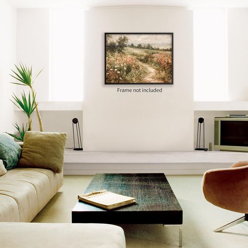 Haitunone Wildflower Wall Art - Retro Botanical Canvas Print for Farmhouse Decor | 12x16 Inch Unframed
