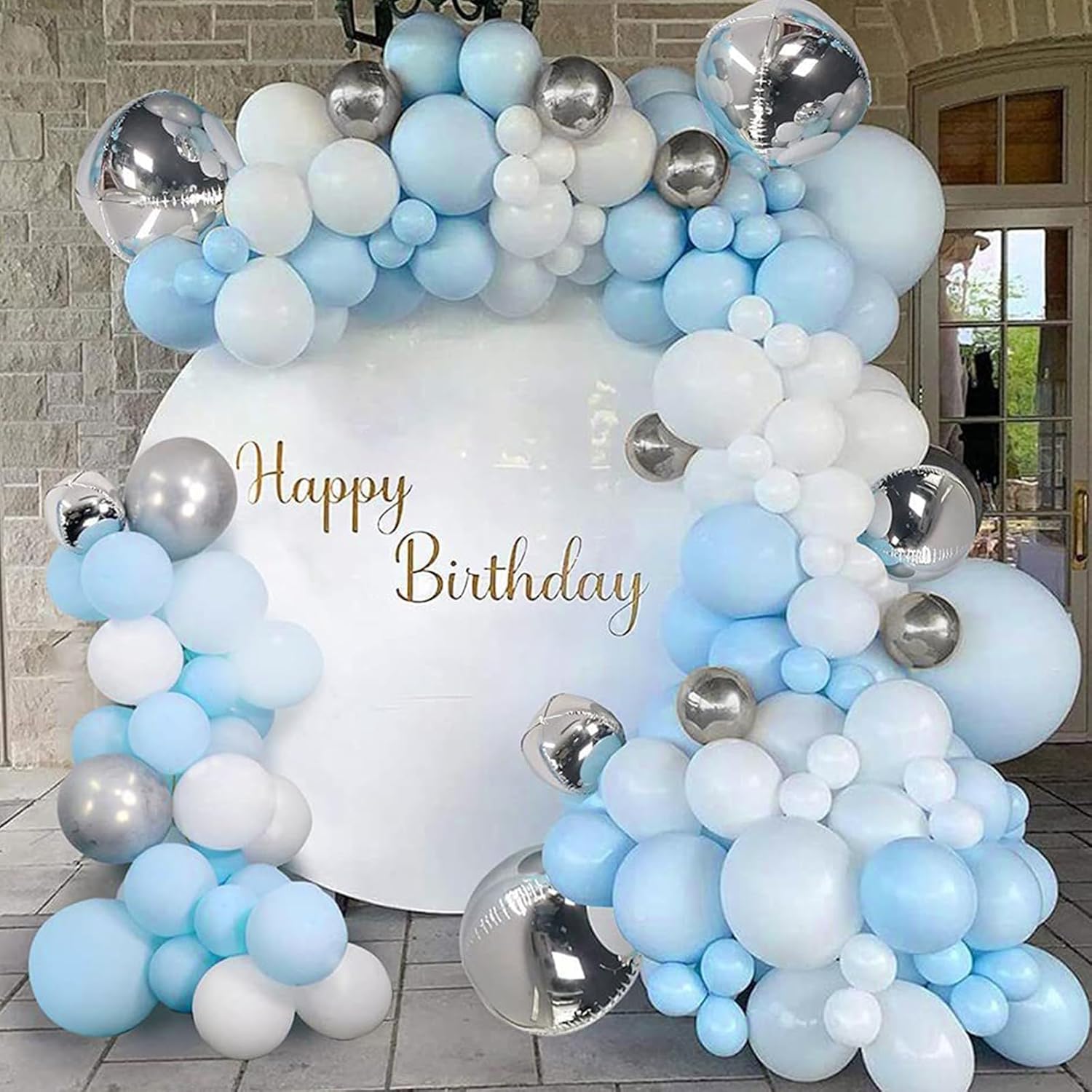 Awenztech Balloon Arch Kit - 120pcs Light Blue Latex Balloons in Various Sizes for Celebrations