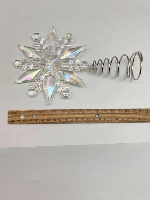 PEPPERLONELY Miniature Iridescent Snowflake Mini Tree Topper Christmas Decorations, 5.5" Wx9 L