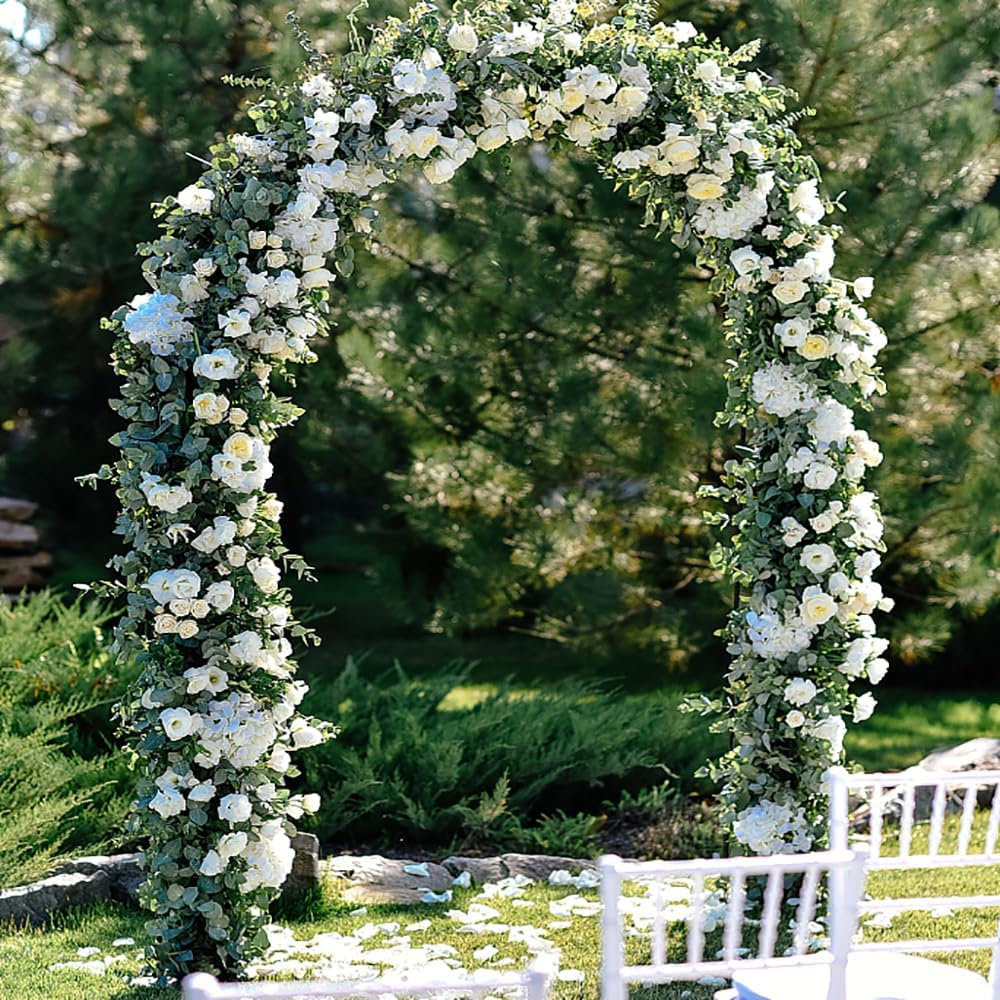 YRIOWMI 10PCS Fake Rose Garland, 7.5Ft Artificial Vines Flowers Hanging Rose Vine for Table Wedding Backdrop Arch Wall Party Mantle Festival Decor (Snowy White)