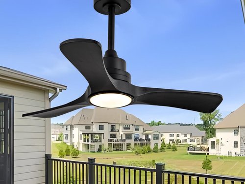 Gaizw 36 Ceiling Fans with Lights,Small Ceiling Fan with Light and Remote Control Reversible 3CCT Dimmable, Noiseless Ventilation Fan,Wooden 3 Blade Ceiling Fan for Bedroom Indoor Outdoor(Black Fan)
