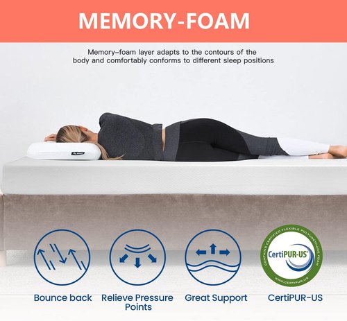 FDW 5-Inch Gel Memory Foam Mattress - Medium Firm | CertiPUR-US Certified | Pressure Relief & Cooling | White Bed in a Box