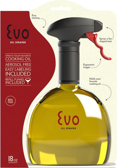 Evo Original Oil Sprayer - Non-Aerosol Olive Oil & Cooking Oil Dispenser | 24-Ounce Capacity, Yellow