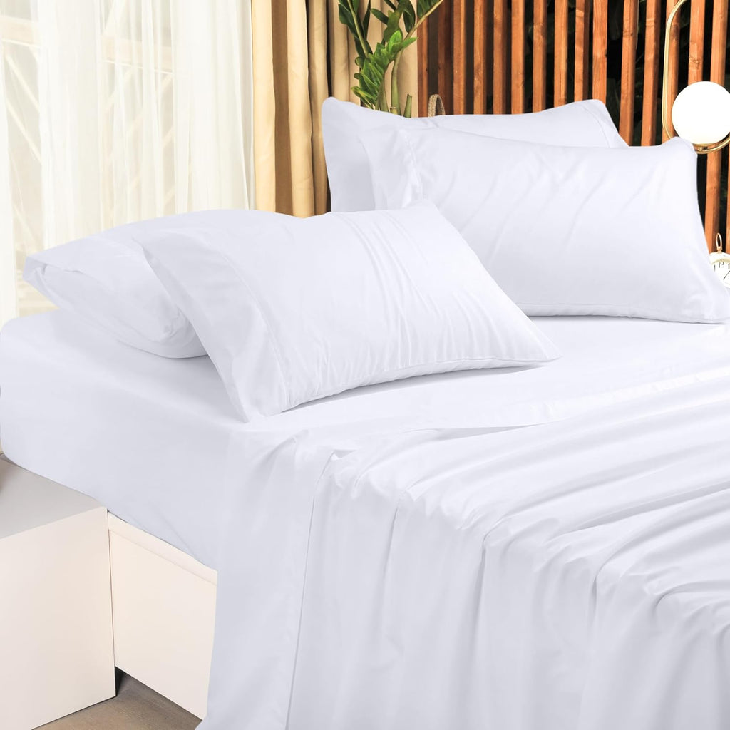 Utopia Bedding King Bed Sheets Set - Soft Brushed Microfiber | Fade & Shrinkage Resistant - Easy Care (White)