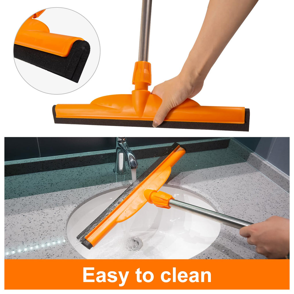 ITTAR Heavy-Duty Floor Squeegee, 62" Adjustable Handle, EVA Foam Blade, Ideal for Concrete, Garage, Patio & More