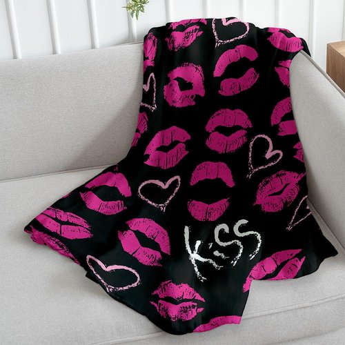Infinity Republic Tie-Dye Neon Super Plush Throw 50x60in Blanket - Perfect for Cuddle Season for Bedroom, Living Room, All Seasons, Holidays, Kids, Babies, Adults & Decor (Pink & Black Kisses)