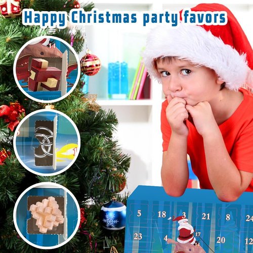 Advent Calendar 2025 - Brain Teaser Puzzle Box for Kids & Adults | 24-Day Countdown for Christmas