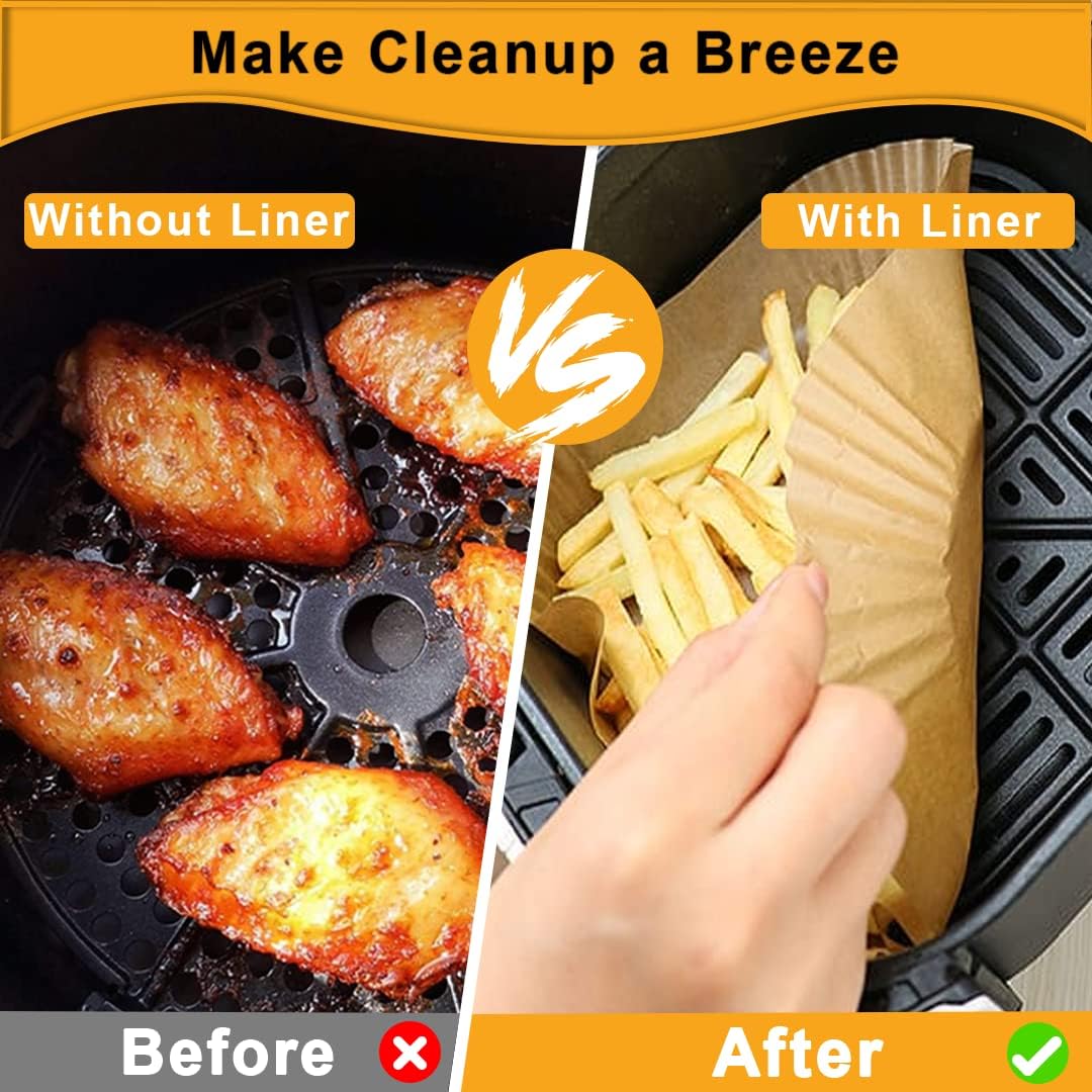 Ninja Air Fryer Liners - Disposable 150 Pcs Parchment Paper | Water & Oil Proof 6.3 Inch (Fits 2-5 Qt)