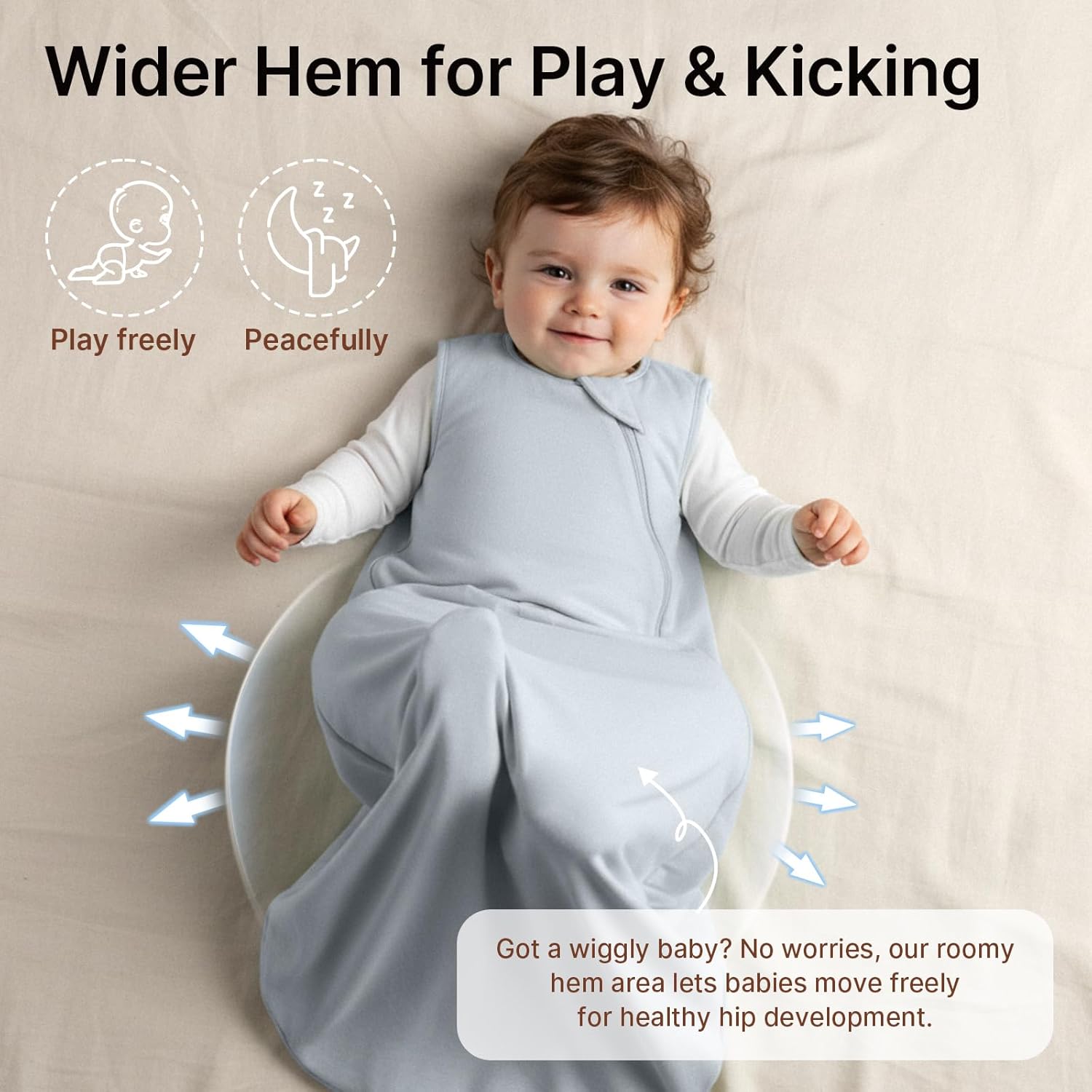 Skiennix Bamboo Sleep Sack - Lightweight 0.5 Tog Toddler Wearable Blanket | 6-12 Months, Green & Gray (2 Pack)